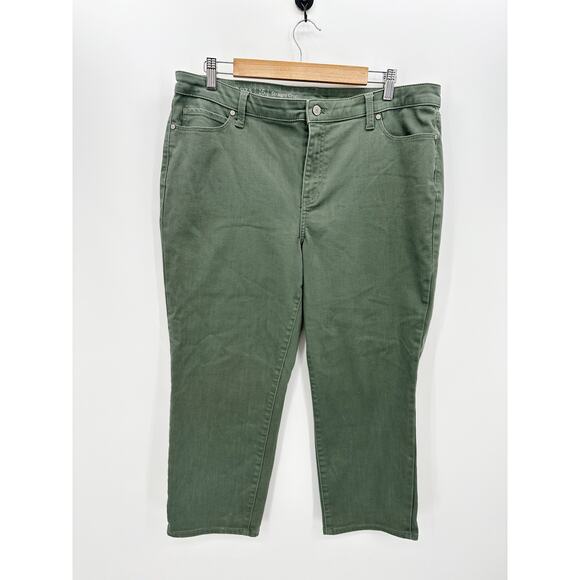 Talbots Pants Women 16 Green Straight Crop Pants Cotton Blend Stretch Jeans - Picture 1 of 8